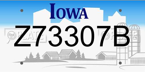 Z73307B Iowa License Plate