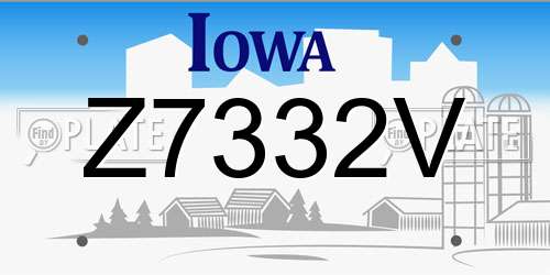 Z7332V Iowa License Plate