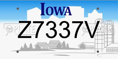 Z7337V Iowa License Plate