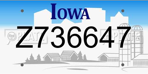 Z736647 Iowa License Plate