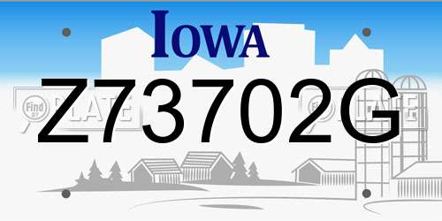 Z73702G Iowa License Plate