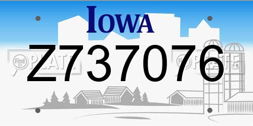 Z737076 Iowa License Plate