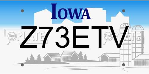 Z73ETV Iowa License Plate