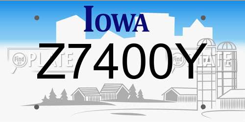 Z7400Y Iowa License Plate