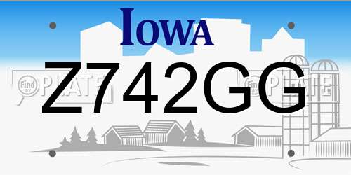 Z742GG Iowa License Plate