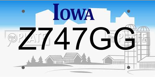 Z747GG Iowa License Plate