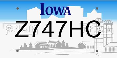 Z747HC Iowa License Plate