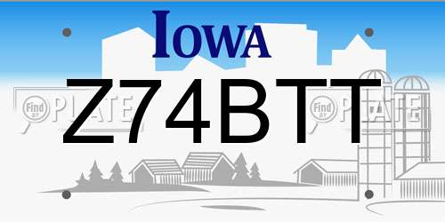 Z74BTT Iowa License Plate