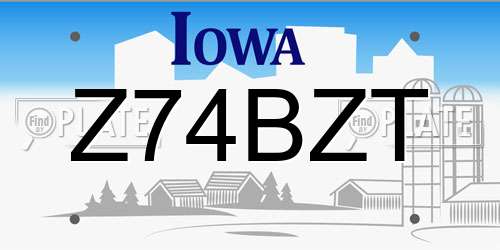 Z74BZT Iowa License Plate