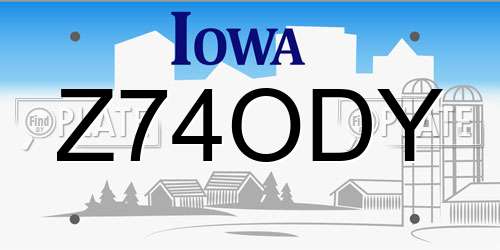 Z74ODY Iowa License Plate