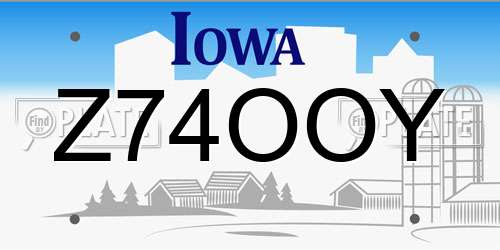 Z74OOY Iowa License Plate