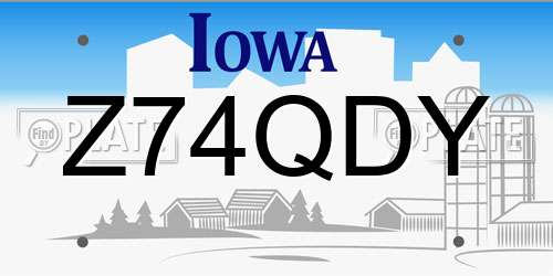 Z74QDY Iowa License Plate