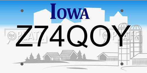 Z74QOY Iowa License Plate
