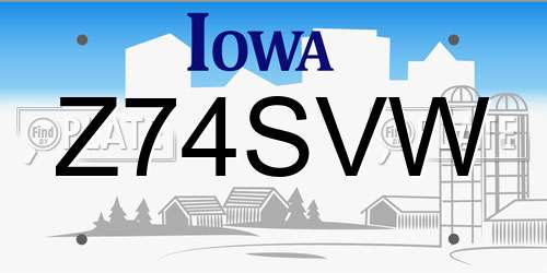 Z74SVW Iowa License Plate