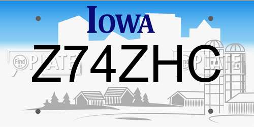 Z74ZHC Iowa License Plate
