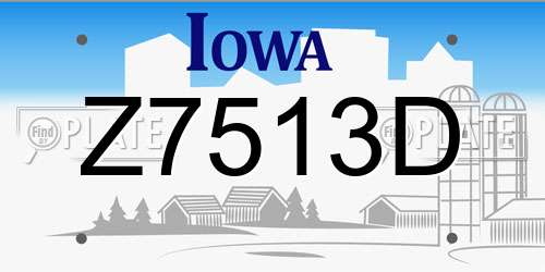 Z7513D Iowa License Plate