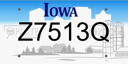 Z7513Q Iowa License Plate