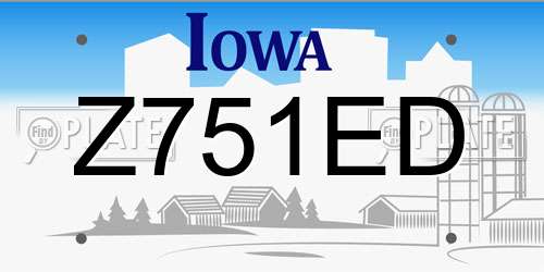 Z751ED Iowa License Plate