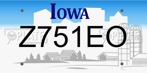 Z751EO Iowa License Plate