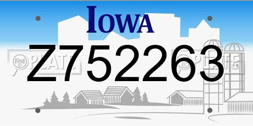 Z752263 Iowa License Plate