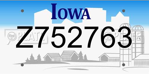Z752763 Iowa License Plate