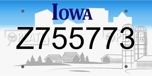 Z755773 Iowa License Plate