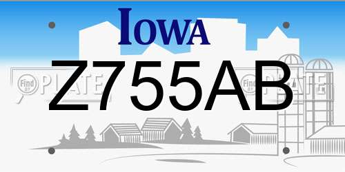 Z755AB Iowa License Plate