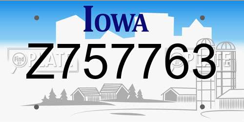 Z757763 Iowa License Plate
