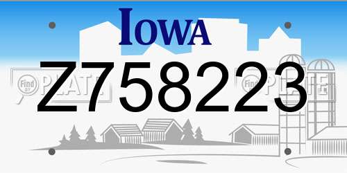 Z758223 Iowa License Plate