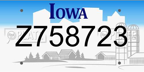 Z758723 Iowa License Plate