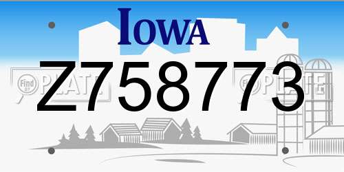 Z758773 Iowa License Plate