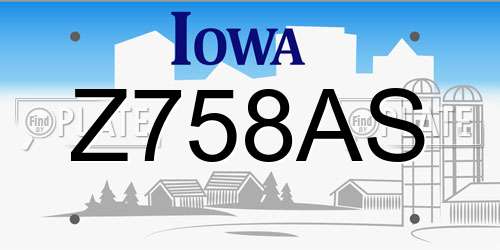 Z758AS Iowa License Plate