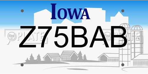 Z75BAB Iowa License Plate
