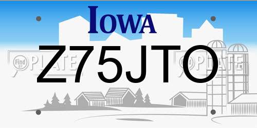 Z75JTO Iowa License Plate