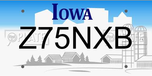 Z75NXB Iowa License Plate