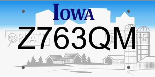 Z763QM Iowa License Plate