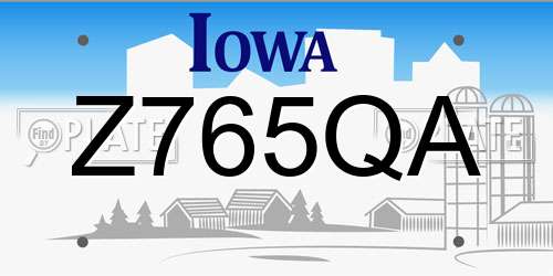 Z765QA Iowa License Plate