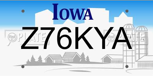 Z76KYA Iowa License Plate