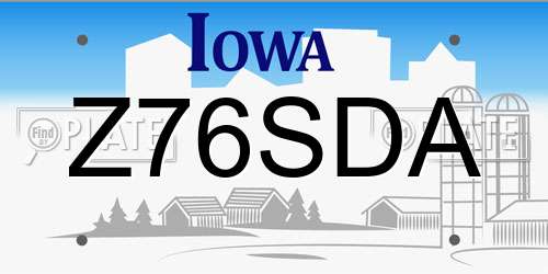 Z76SDA Iowa License Plate