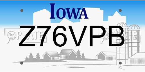 Z76VPB Iowa License Plate