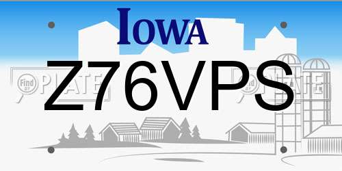 Z76VPS Iowa License Plate