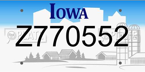 Z770552 Iowa License Plate