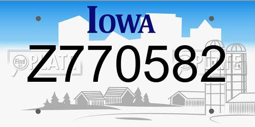 Z770582 Iowa License Plate