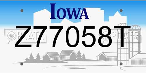 Z77058T Iowa License Plate