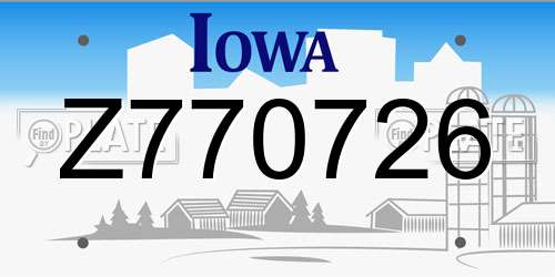 Z770726 Iowa License Plate