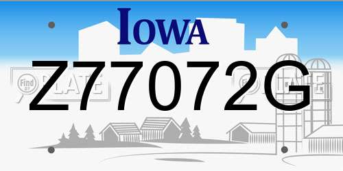 Z77072G Iowa License Plate