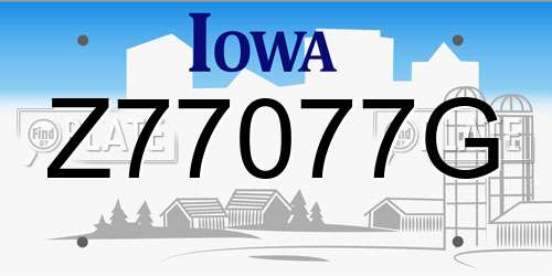 Z77077G Iowa License Plate
