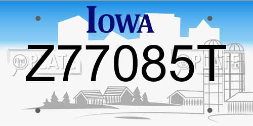Z77085T Iowa License Plate