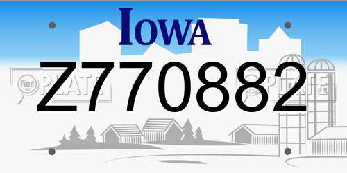 Z770882 Iowa License Plate