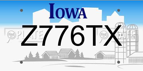 Z776TX Iowa License Plate
